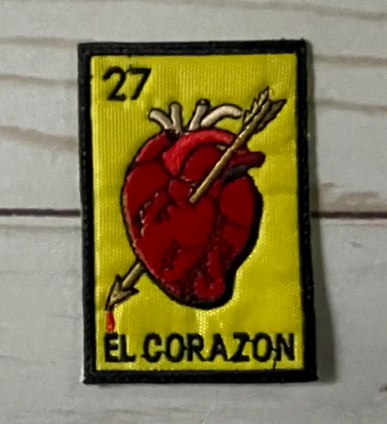El Corazón Loteria Mexico Embroidered Patch