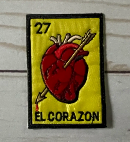 El Corazón Loteria Mexico Embroidered Patch